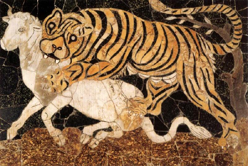 unknow artist Tiger Attacking a Bull